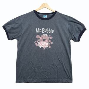 VTG 2003 Mr Bubble Ringer T-Shirt Coastal Concepts Navy Blue Size XL Retro